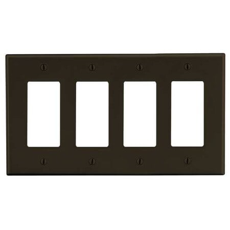 Rocker Wall Plate, Number of Gangs: 4 Plastic, Satin Finish, Brown MPN:P264