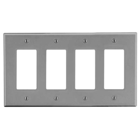 Rocker Wall Plate, Number of Gangs: 4 Plastic, Satin Finish, Graphite MPN:P264GY