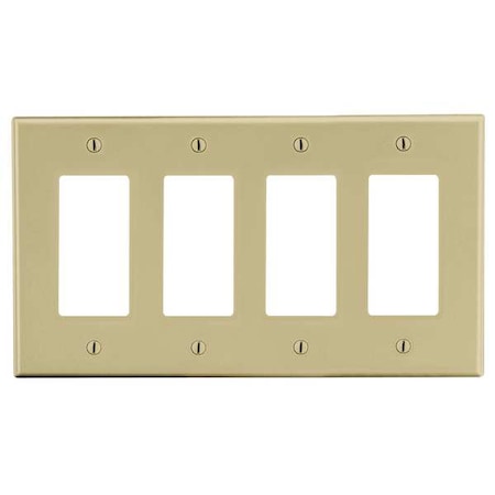 Rocker Wall Plate, Number of Gangs: 4 Plastic, Satin Finish, Ivory MPN:P264I