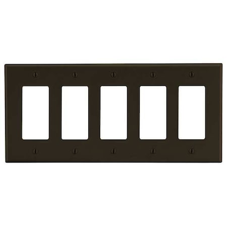 Rocker Wall Plate, Number of Gangs: 5 Plastic, Satin Finish, Brown MPN:P265