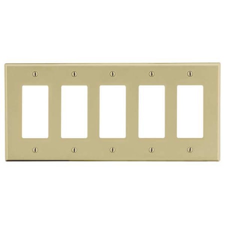 Rocker Wall Plate, Number of Gangs: 5 Plastic, Satin Finish, Ivory MPN:P265I