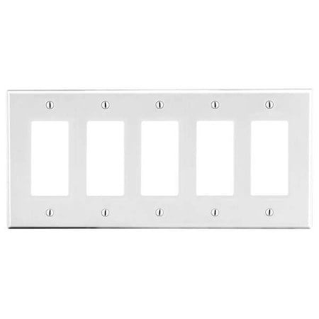Rocker Wall Plate, Number of Gangs: 5 Plastic, Satin Finish, White MPN:P265W