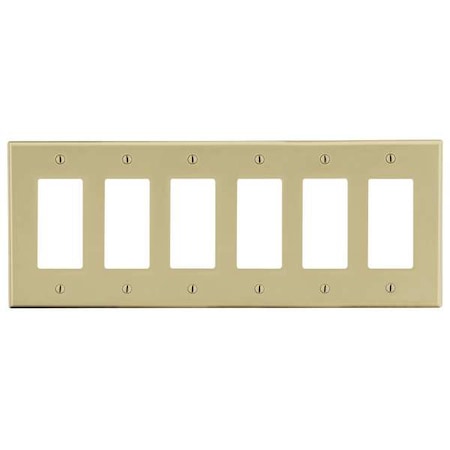 Rocker Wall Plate, Number of Gangs: 6 Plastic, Satin Finish, Ivory MPN:P266I