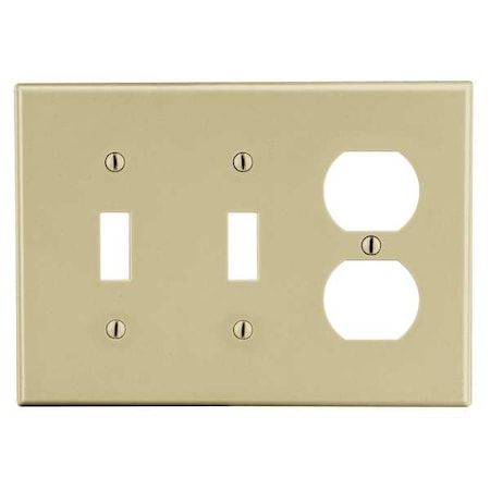 Duplex Receptacle Wall Plate, Number of Gangs: 3 Plastic, Satin Finish, Ivory MPN:P28I