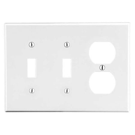 Duplex Receptacle Wall Plate, Number of Gangs: 3 Plastic, Satin Finish, White MPN:P28W