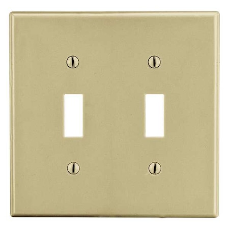 Toggle Switch Wall Plate, Number of Gangs: 2 Plastic, Satin Finish, Ivory MPN:P2I