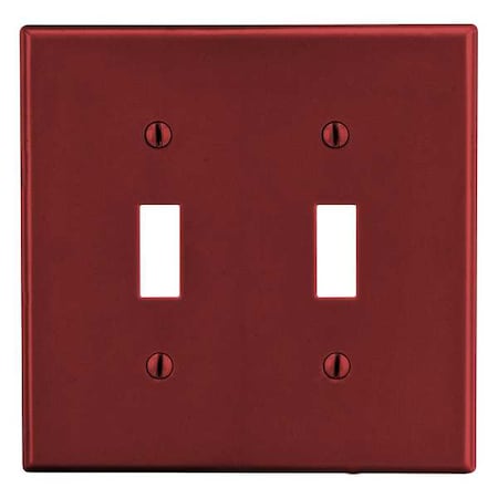 Toggle Switch Wall Plate, Number of Gangs: 2 Plastic, Satin Finish, Red MPN:P2R
