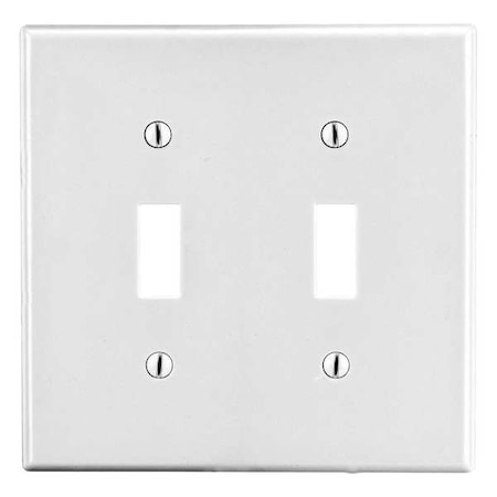Toggle Switch Wall Plate, Number of Gangs: 2 Plastic, Satin Finish, White MPN:P2W
