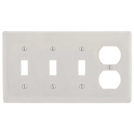 Toggle/Duplex Receptacle Wall Plate, Number of Gangs: 4 Plastic, Satin Finish, Light Almond MPN:P38LA