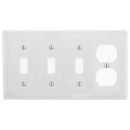 Toggle Switch Wall Plate, Number of Gangs: 4 Plastic, Smooth Finish, White MPN:P38W