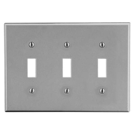 Toggle Switch Wall Plate, Number of Gangs: 3 Plastic, Satin Finish, Graphite MPN:P3GY