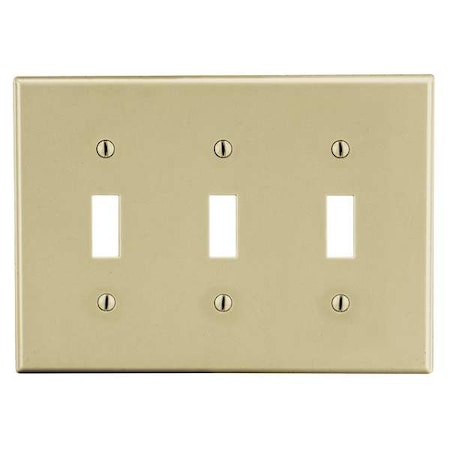 Toggle Switch Wall Plate, Number of Gangs: 3 Plastic, Satin Finish, Ivory MPN:P3I