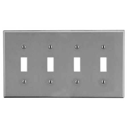 Toggle Switch Wall Plate, Number of Gangs: 4 Plastic, Satin Finish, Graphite MPN:P4GY