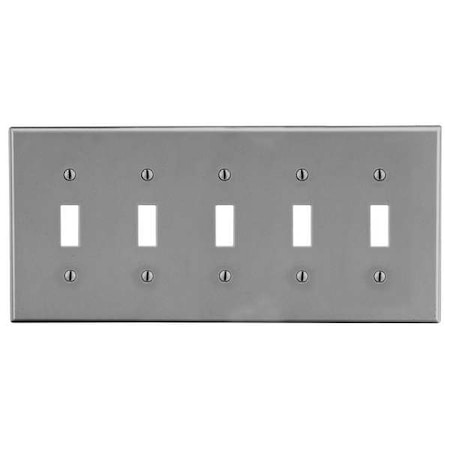 Toggle Switch Wall Plate, Number of Gangs: 5 Plastic, Satin Finish, Graphite MPN:P5GY
