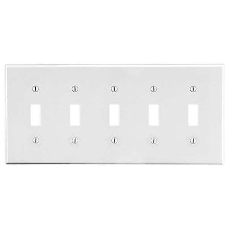 Toggle Switch Wall Plate, Number of Gangs: 5 Plastic, Satin Finish, White MPN:P5W