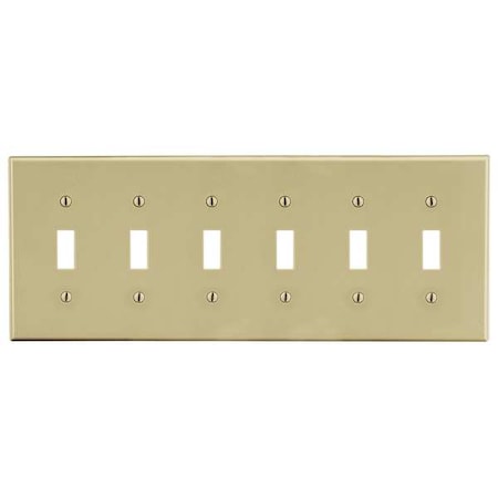 Toggle Switch Wall Plate, Number of Gangs: 6 Plastic, Satin Finish, Ivory MPN:P6I
