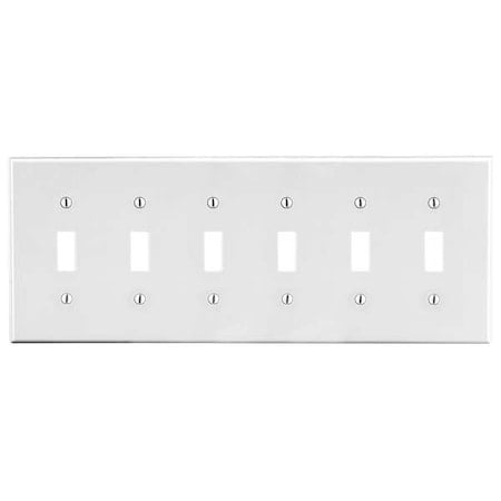 Toggle Switch Wall Plate, Number of Gangs: 6 Plastic, Satin Finish, White MPN:P6W