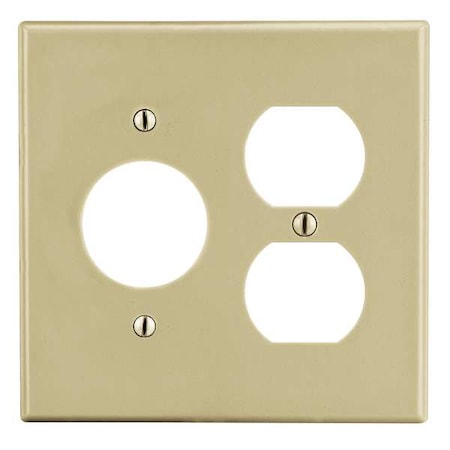Duplex Receptacle Wall Plate, Number of Gangs: 2 Plastic, Satin Finish, Ivory MPN:P78I