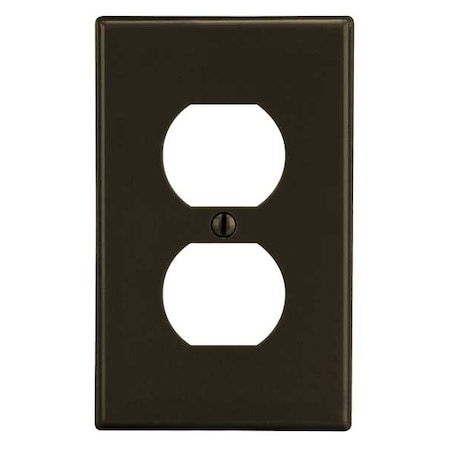 Duplex Receptacle Wall Plate, Number of Gangs: 1 Plastic, Satin Finish, Brown MPN:P8