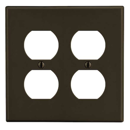 Duplex Receptacle Wall Plate, Number of Gangs: 2 Plastic, Satin Finish, Brown MPN:P82
