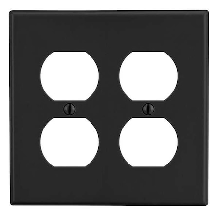 Duplex Receptacle Wall Plate, Number of Gangs: 2 Plastic, Satin Finish, Black MPN:P82BK