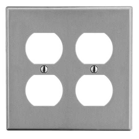 Duplex Receptacle Wall Plate, Number of Gangs: 2 Plastic, Satin Finish, Graphite MPN:P82GY