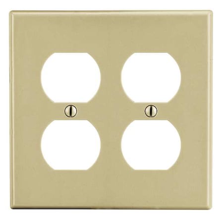 Duplex Receptacle Wall Plate, Number of Gangs: 2 Plastic, Satin Finish, Ivory MPN:P82I