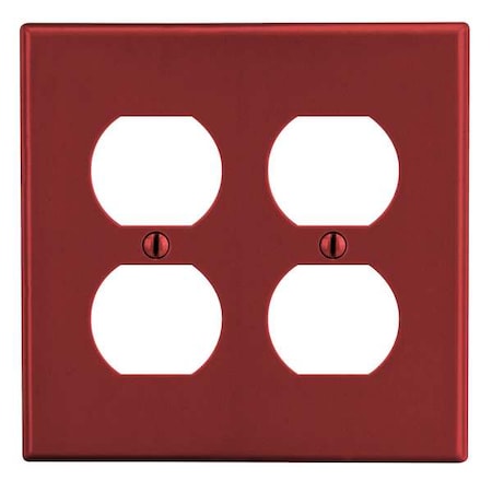 Duplex Receptacle Wall Plate, Number of Gangs: 2 Plastic, Satin Finish, Red MPN:P82R