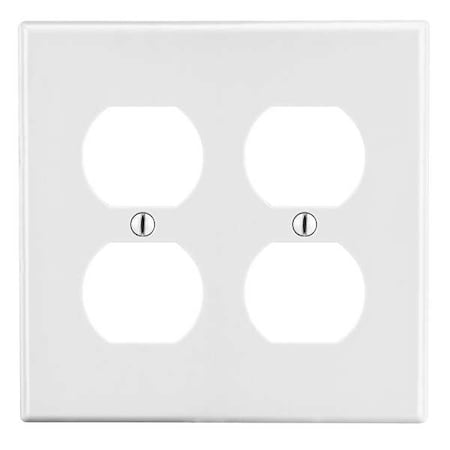 Duplex Receptacle Wall Plate, Number of Gangs: 2 Plastic, Satin Finish, White MPN:P82W