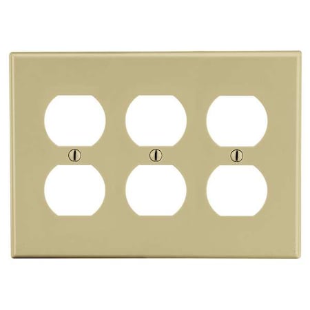 Duplex Receptacle Wall Plate, Number of Gangs: 3 Plastic, Satin Finish, Ivory MPN:P83I