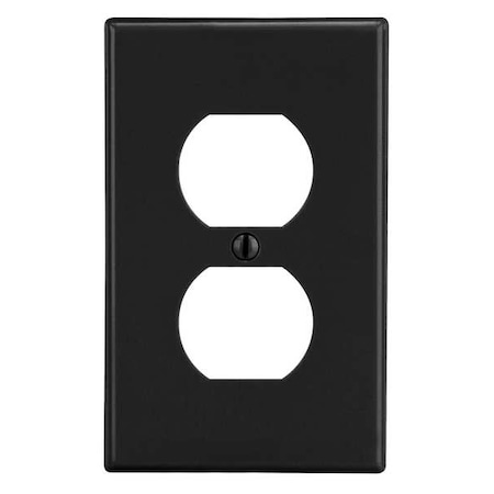 Duplex Receptacle Wall Plate, Number of Gangs: 1 Plastic, Satin Finish, Black MPN:P8BK