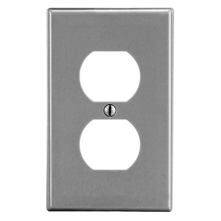 Duplex Receptacle Wall Plate, Number of Gangs: 1 Plastic, Satin Finish, Graphite MPN:P8GY
