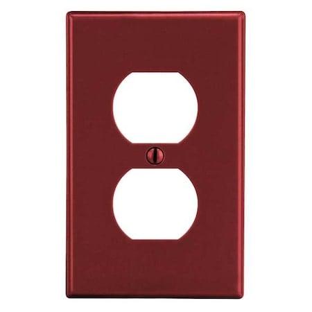 Duplex Receptacle Wall Plate, Number of Gangs: 1 Plastic, Satin Finish, Red MPN:P8R