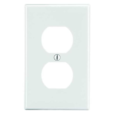 Duplex Receptacle Wall Plate, Number of Gangs: 1 Plastic, Satin Finish, White MPN:P8W