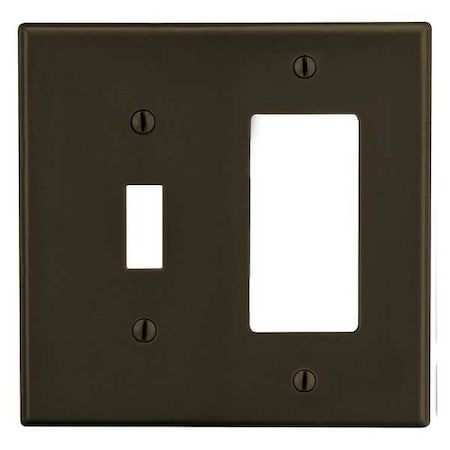 Toggle Switch/Rocker Wall Plate, Number of Gangs: 2 Plastic, Satin Finish, Brown MPN:PJ126