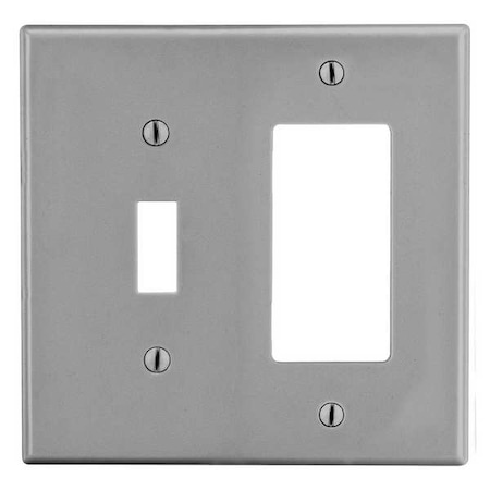 Toggle Switch/Rocker Wall Plate, Number of Gangs: 2 Plastic, Satin Finish, Graphite MPN:PJ126GY