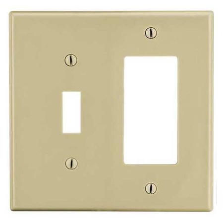 Toggle Switch/Rocker Wall Plate, Number of Gangs: 2 Plastic, Satin Finish, Ivory MPN:PJ126I