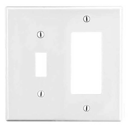 Toggle Switch/Rocker Wall Plate, Number of Gangs: 2 Plastic, Satin Finish, White MPN:PJ126W