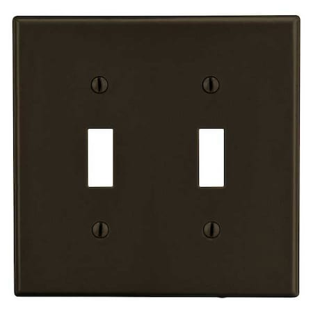 Toggle Switch Wall Plate, Number of Gangs: 2 Plastic, Satin Finish, Brown MPN:PJ2
