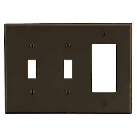 Toggle Switch/Rocker Wall Plate, Number of Gangs: 3 Plastic, Satin Finish, Brown MPN:PJ226