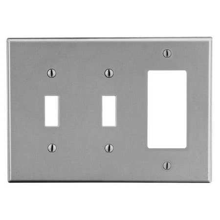 Toggle Switch/Rocker Wall Plate, Number of Gangs: 3 Plastic, Satin Finish, Graphite MPN:PJ226GY