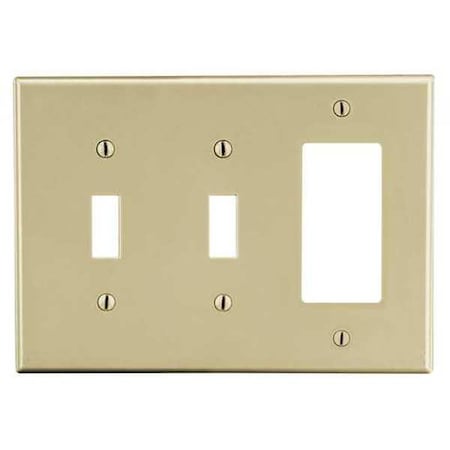 Toggle Switch/Rocker Wall Plate, Number of Gangs: 3 Plastic, Satin Finish, Ivory MPN:PJ226I