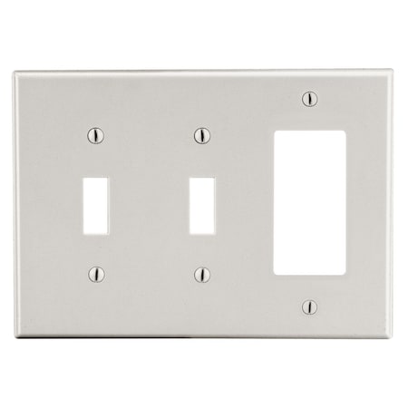 Wallplate, Mid-Size 3-Gang, 2) Toggle 1) Decorator, Light Almond MPN:PJ226LA