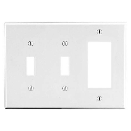 Toggle Switch/Rocker Wall Plate, Number of Gangs: 3 Plastic, Satin Finish, White MPN:PJ226W