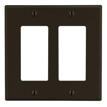 Rocker Wall Plate, Number of Gangs: 2 Plastic, Satin Finish, Brown MPN:PJ262