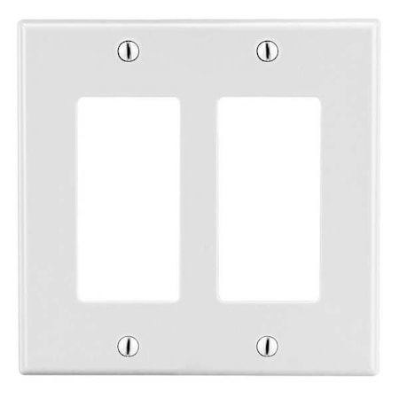 Rocker Wall Plate, Number of Gangs: 2 Plastic, Satin Finish, White MPN:PJ262W