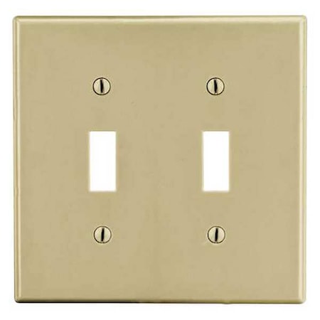 Toggle Switch Wall Plate, Number of Gangs: 2 Plastic, Satin Finish, Ivory MPN:PJ2I