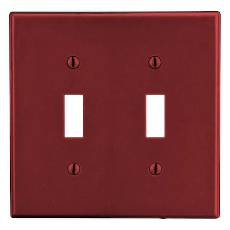 Toggle Switch Wall Plate, Number of Gangs: 2 Plastic, Satin Finish, Red MPN:PJ2R