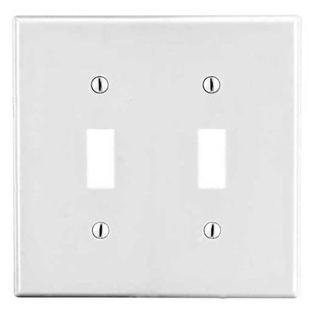 Toggle Switch Wall Plate, Number of Gangs: 2 Plastic, Satin Finish, White MPN:PJ2W