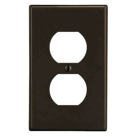 Duplex Receptacle Wall Plate, Number of Gangs: 1 Plastic, Satin Finish, Brown MPN:PJ8